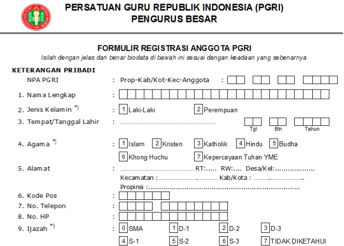 Pendaftaran PGRI Bombana - Persatuan Guru Republik Indonesia Cabang Bombana